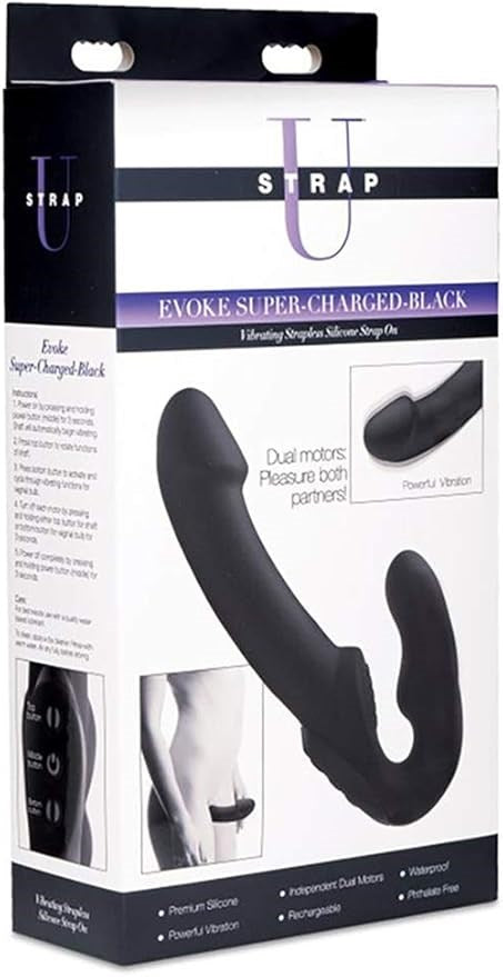 Strap U Evoke Rechargeable Vibrating Silicone Strapless Strap On Sex Toy - - Strap On Sextoys