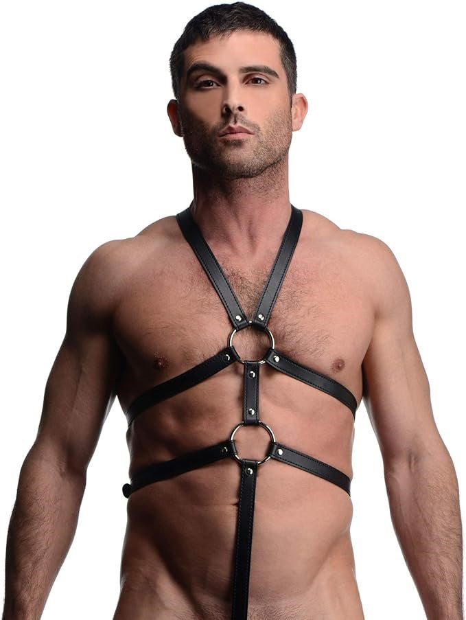 Strict Male Full Body Bondage Play Harness - - Cuffs And Restraints