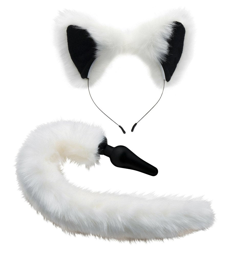 Tailz White Fox Tail Anal Plug and Ears Set - - Butt Plugs