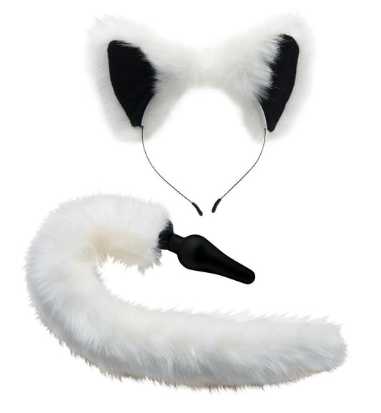 Tailz White Fox Tail Anal Plug and Ears Set - Butt Plugs