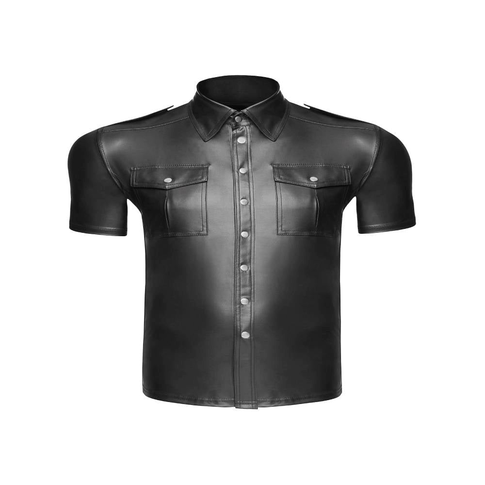 Noir Handmade Mens Sexy And Elegant Shirt With Front Pockets - - His Fetish