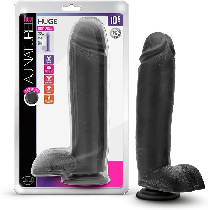 Au Naturel Bold Huge Suction Cup Realistic Dildo Black 10.5 Inch - - Realistic Dildos