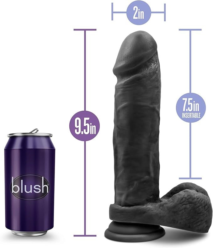 Au Naturel Bold Massive Realistic Dildo With Balls Black 9 Inch - - Realistic Dildos