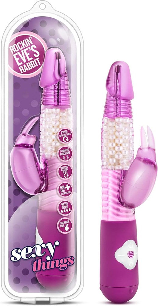 Blush Novelties Sexy Things Rocki N Eves 7 Function Rabbit Vibraator Pink - - Rabbit Vibrators