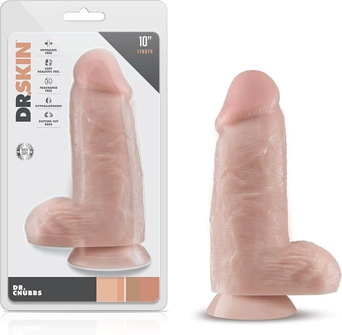 Dr Skin Dr Chubbs LIfelike Texture Realistic Cock Vanilla - - Realistic Dildos