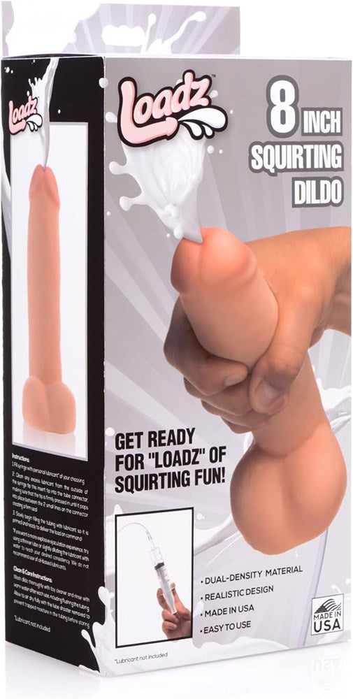 Loadz 8 inch Realistic Squirting Dildo with Syringe - - Realistic Dildos