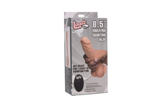 Loadz Dual Density Squirting Dildo Light Skin Tone With Remote 8.5 Inch - - Vibrating Dildos