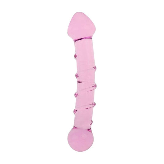 Lovetoy Glass Romance 5 Glass Dong 7 Inch Pink - Glass Sex Toys