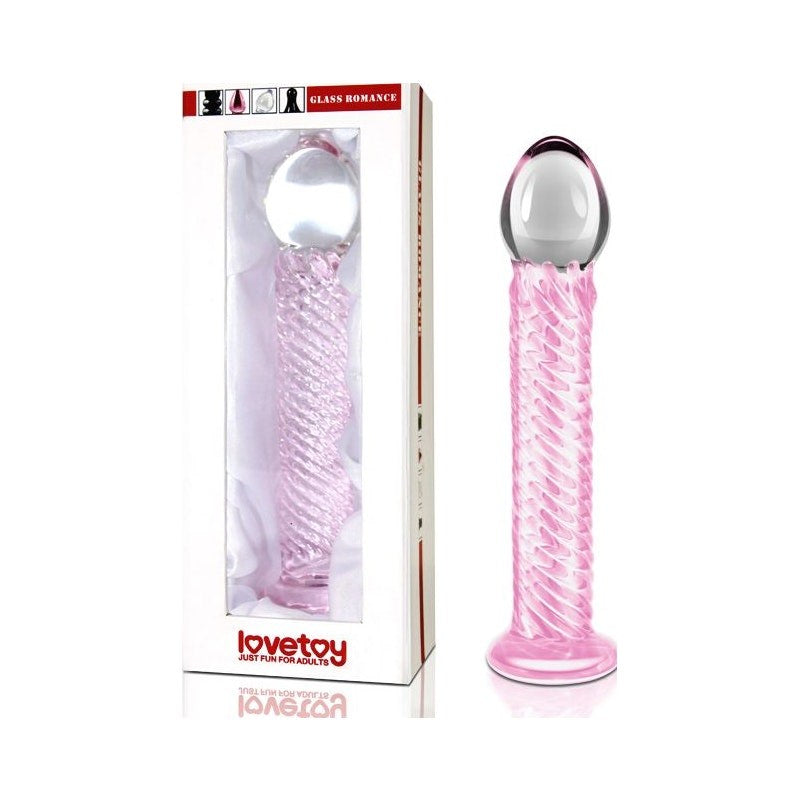 Lovetoy Glass Romance 7 Realistic Glass Dildo 7.5 Inch Pink - - Glass Sex Toys