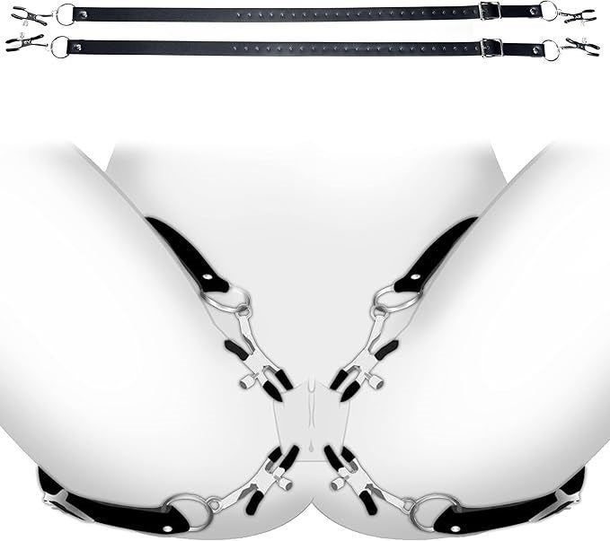 Master Series Labia Spreader Straps with Clamps - - Pussy And Clit Toys