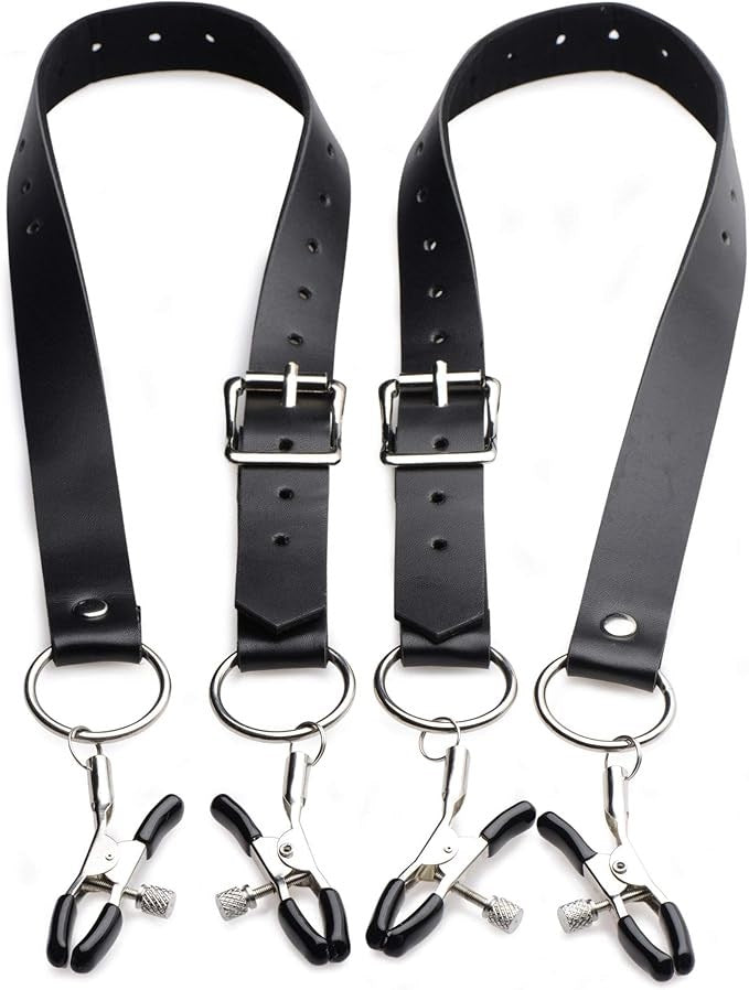 Master Series Labia Spreader Straps with Clamps - - Pussy And Clit Toys