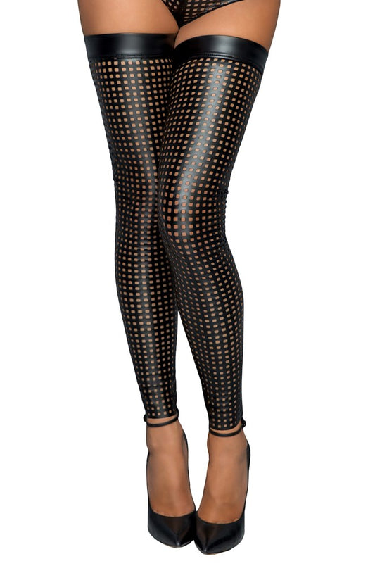 Noir Handmade Ladies Lasercut Stockings - Her Fetish