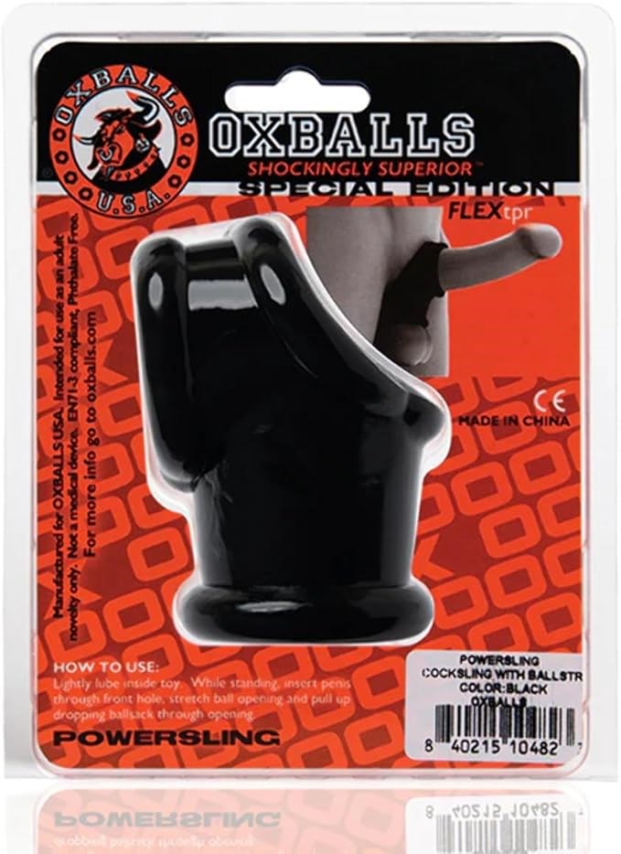 Oxballs Powersling Cocksling And Ballstretcher Black - - Ball and Cock Toys