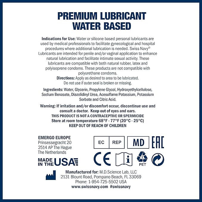 Swiss Navy Water Based Adult Lubricant 3.8L - - Water Based Lubes