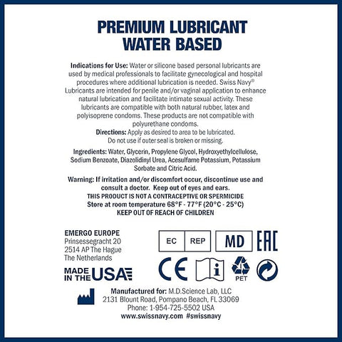 Swiss Navy Water Based Adult Lubricant 3.8L - Water Based Lubes