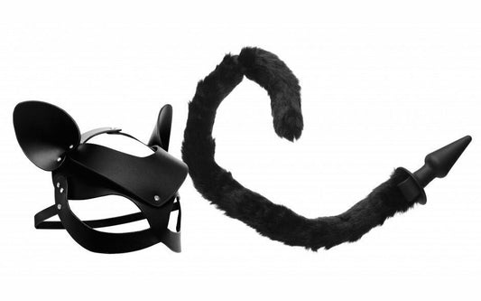 Tailz Cat Tail Anal Plug and Mask Set - Butt Plugs