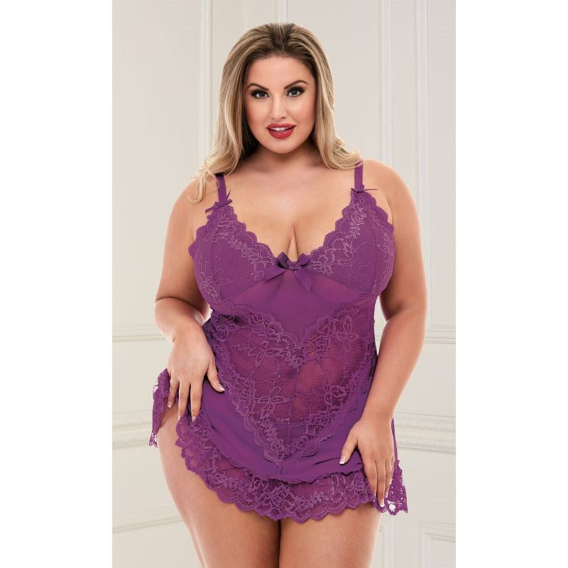 Baci Lingerie Mini Lace Sexy Womens Chemise - - Babydolls and Chemises