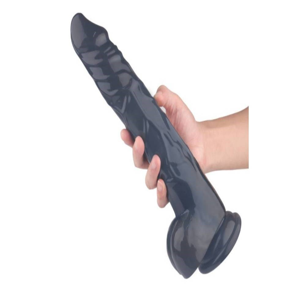 S-Hande King Kong Realistic Dong With Balls Black - - Realistic Dildos