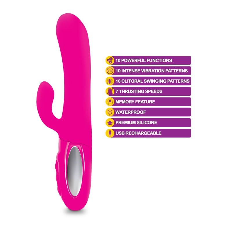 Viben Hypnotic Thrusting Rabbit Vibrator With Swinging Clit Stimulator - - Rabbit Vibrators