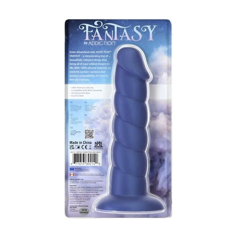 Addiction Unicorn Realistic Dildo 8 Inch Blue - - Realistic Dildos