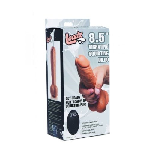 Loadz Dual Density Squirting Dildo Medium Skin Tone With Remote 8.5 Inch - - Vibrating Dildos