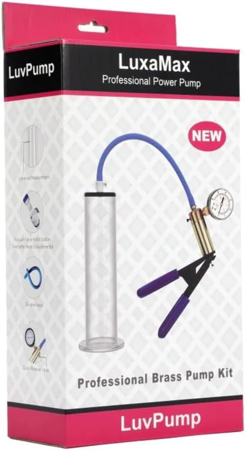 LuvPump LuxaMax Brass Handle Penis Pump Set With Gauge - - Penis Pumps And Stretchers