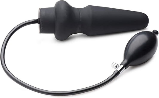 Master Series Ass Pand Large Inflatable Silicone Butt Plug Black - Butt Plugs