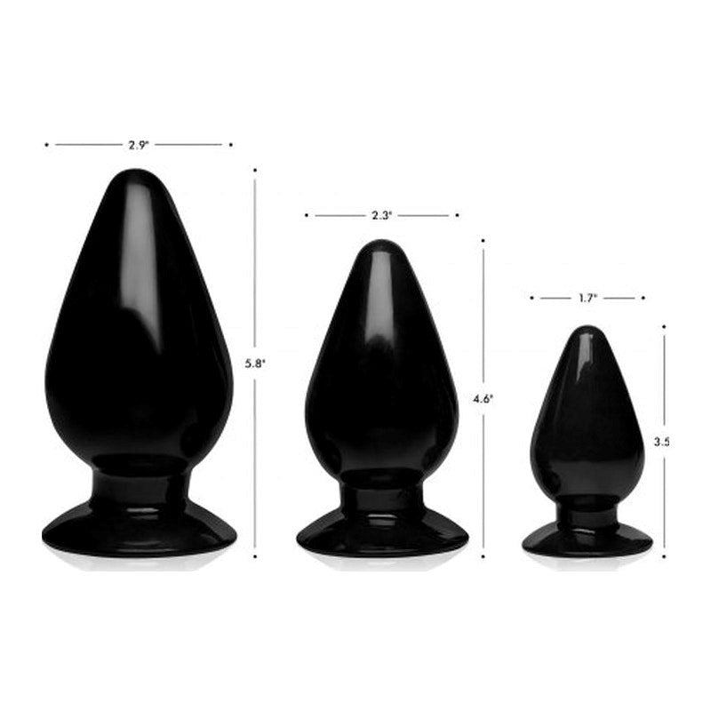 Master Series Triple Cones Anal Plug Set Black 3 Piece - - Butt Plugs