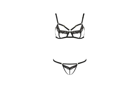 Passion Lingerie Solon Bra & Panty Set 2 Piece Black - Bras and Bra Sets