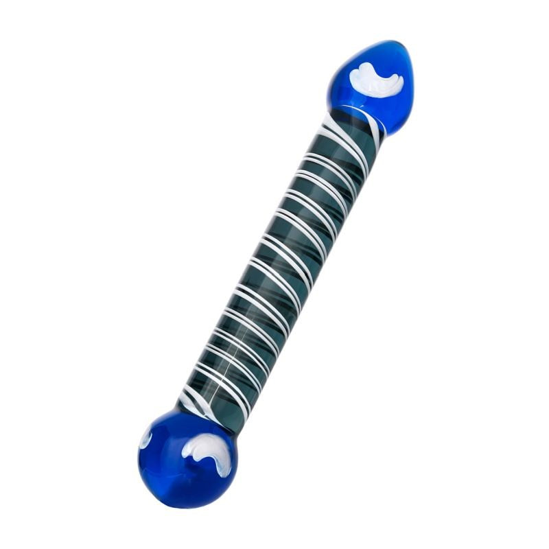 Sexus Glass Dual Ender Glass Dildo Blue - - Glass Sex Toys