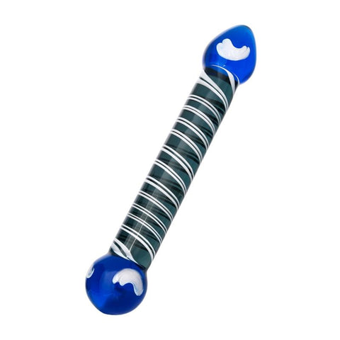 Sexus Glass Dual Ender Glass Dildo Blue - Glass Sex Toys