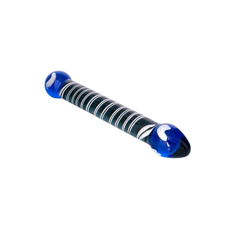 Sexus Glass Dual Ender Glass Dildo Blue - - Glass Sex Toys