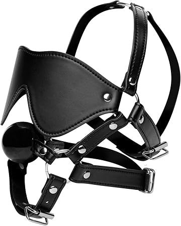 Strict Blindfold Harness With BDSM Play Ball Gag - - Bondage Gags and Bits