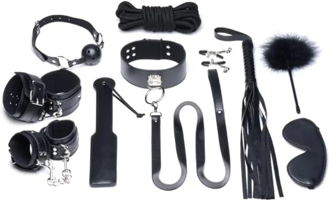 Strict Deluxe Bondage Set 10 Piece Black - - Bondage Kits