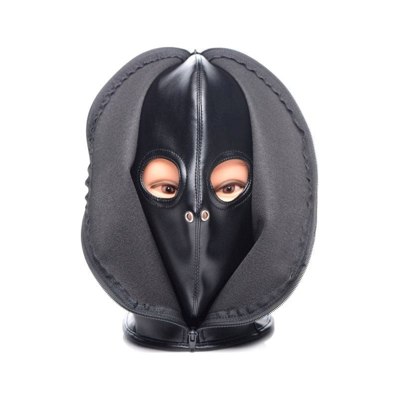 Strict Zip Front Bondage Hood Black - - Bondage Hoods