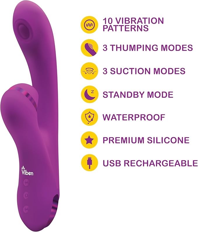 Viben Dazzle Rechargeable Thumping Rabbit Vibrator Berry - - Rabbit Vibrators