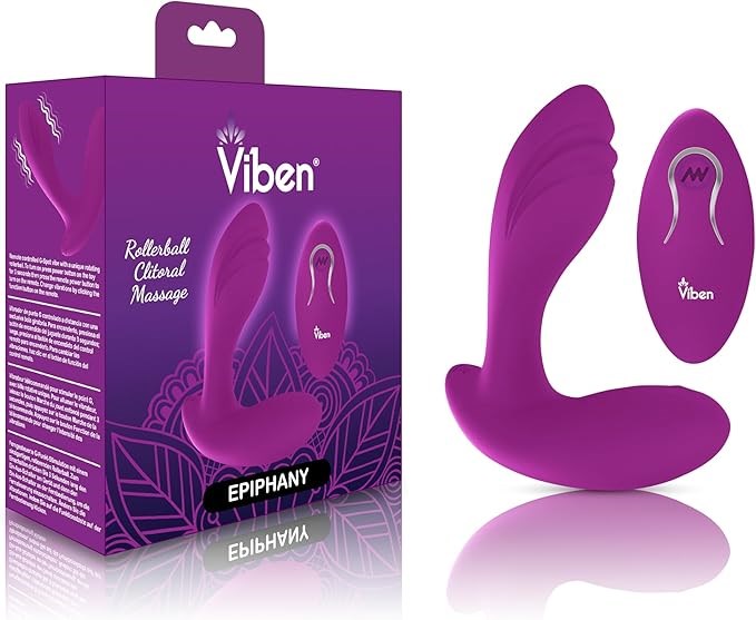 Viben Epiphany Rollerball Dual-Stim Massager With Remote Berry - - Personal Massagers