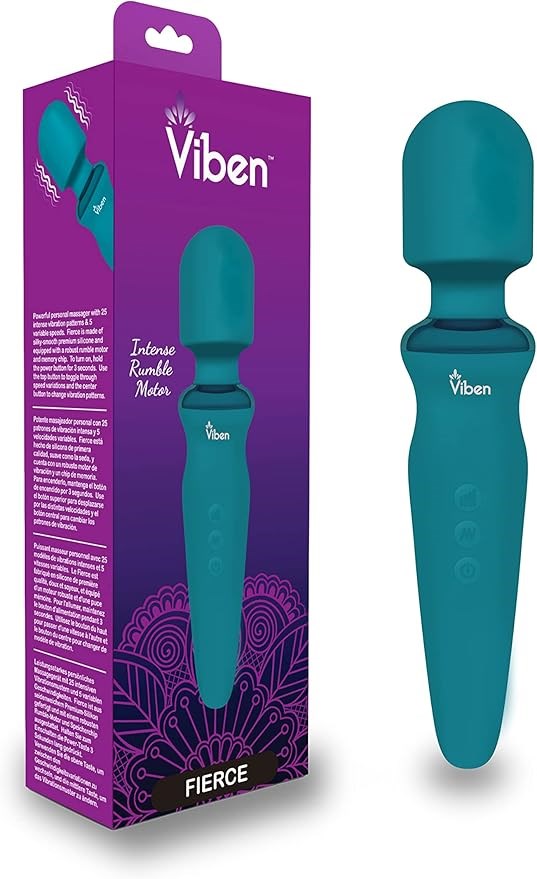 Viben Fierce Rechargeable Vibrating Wand Massager Ocean - - Body Wands