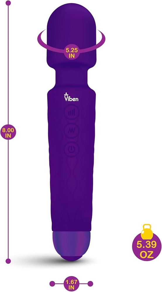 Viben Tempest 20 Function Travel Body Wand Massager Violet - - Body Wands