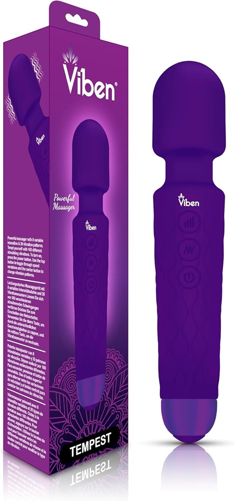 Viben Tempest 20 Function Travel Body Wand Massager Violet - - Body Wands