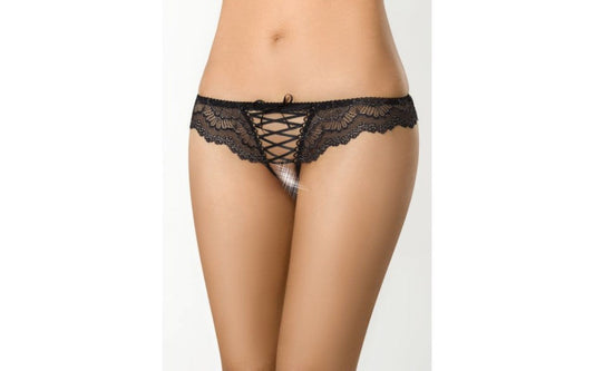 Axami Lingerie Brazilian Open Crotch G-String Panty Black - G-Strings, Panties and Shorts