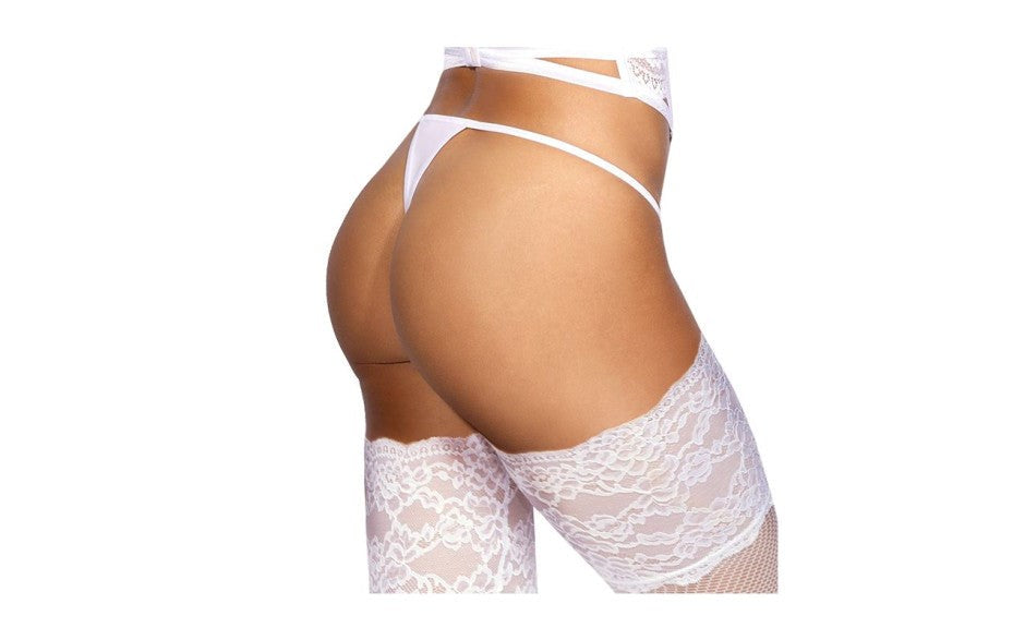 Axami Lingerie Microfiber and Lace G-String Panty with Studs White - - G-Strings, Panties and Shorts