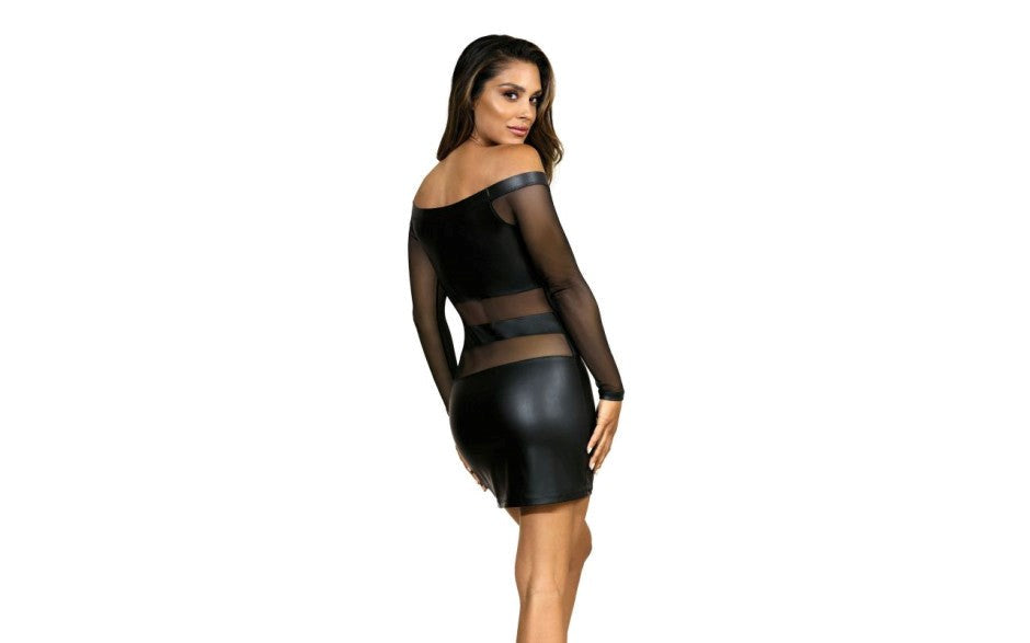 Axami Lingerie Off The Shoulder Mesh Panel Sexy Dress Black - - Skirts And Club Wear