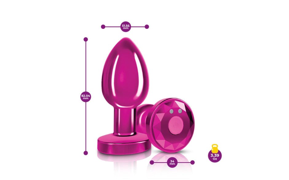 Cheeky Charms Pink Rechargeable Vibrating Metal Butt Plug With Remote - - Butt Plugs