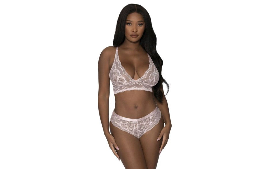 Exposed Lingerie Lace Cami and Short Set - - Bras and Bra Sets