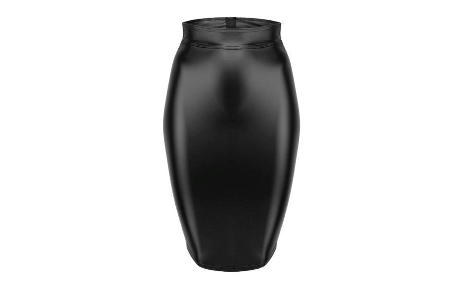 Noir Handmade Power Wetlook Pencil Womens Skirt With Long Zipper - - Her Fetish