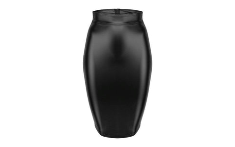 Noir Handmade Power Wetlook Pencil Womens Skirt With Long Zipper - Her Fetish