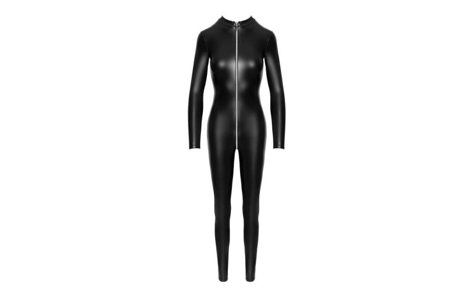 Noir Handmade Power Wetlook Womens Catsuit With Front Zipper - - Her Fetish