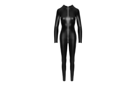 Noir Handmade Power Wetlook Womens Catsuit With Front Zipper - Her Fetish