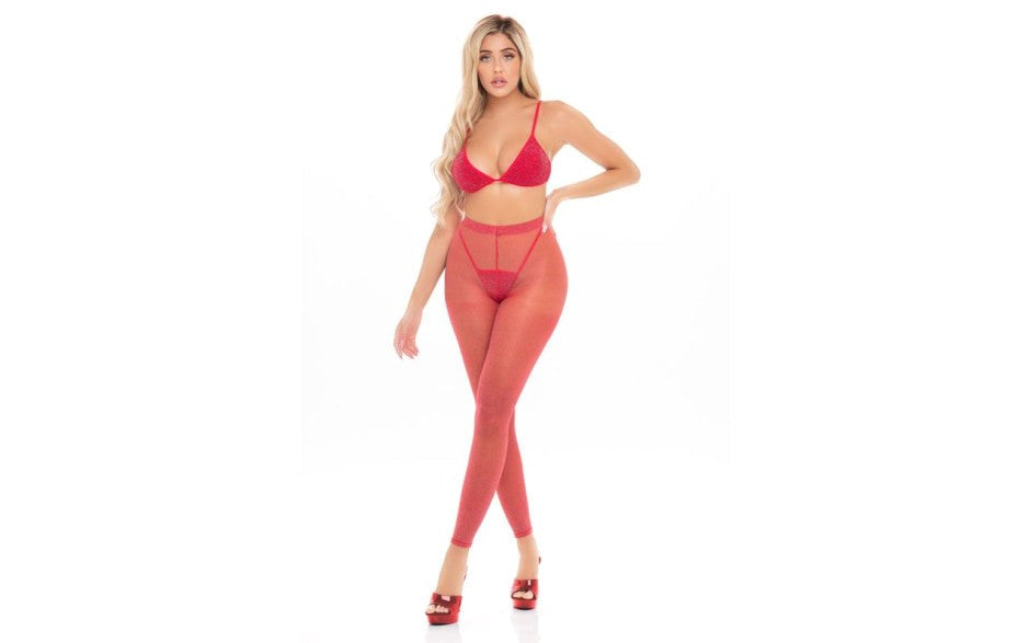 Pink Lipstick Tall Order 3 Piece Women Legging Set - - G-Strings, Panties and Shorts